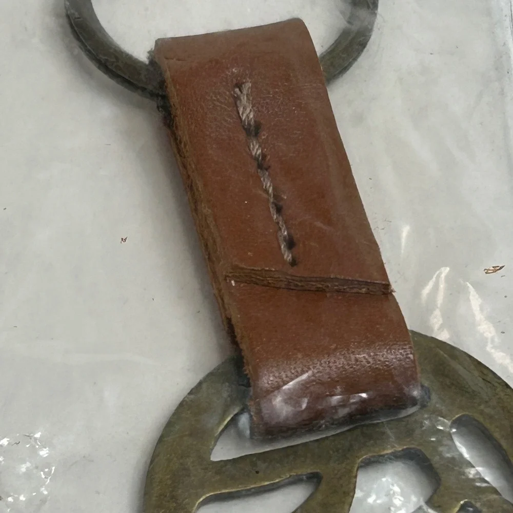 Vintage Marlboro Keychain Set 2 Solid Brass Leather Western Cowboy Made in USA